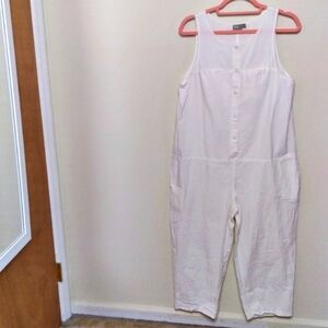ASOS White 100% Cotton Cropped Sleeveless Jumpsuit Boilersuit Size US 6